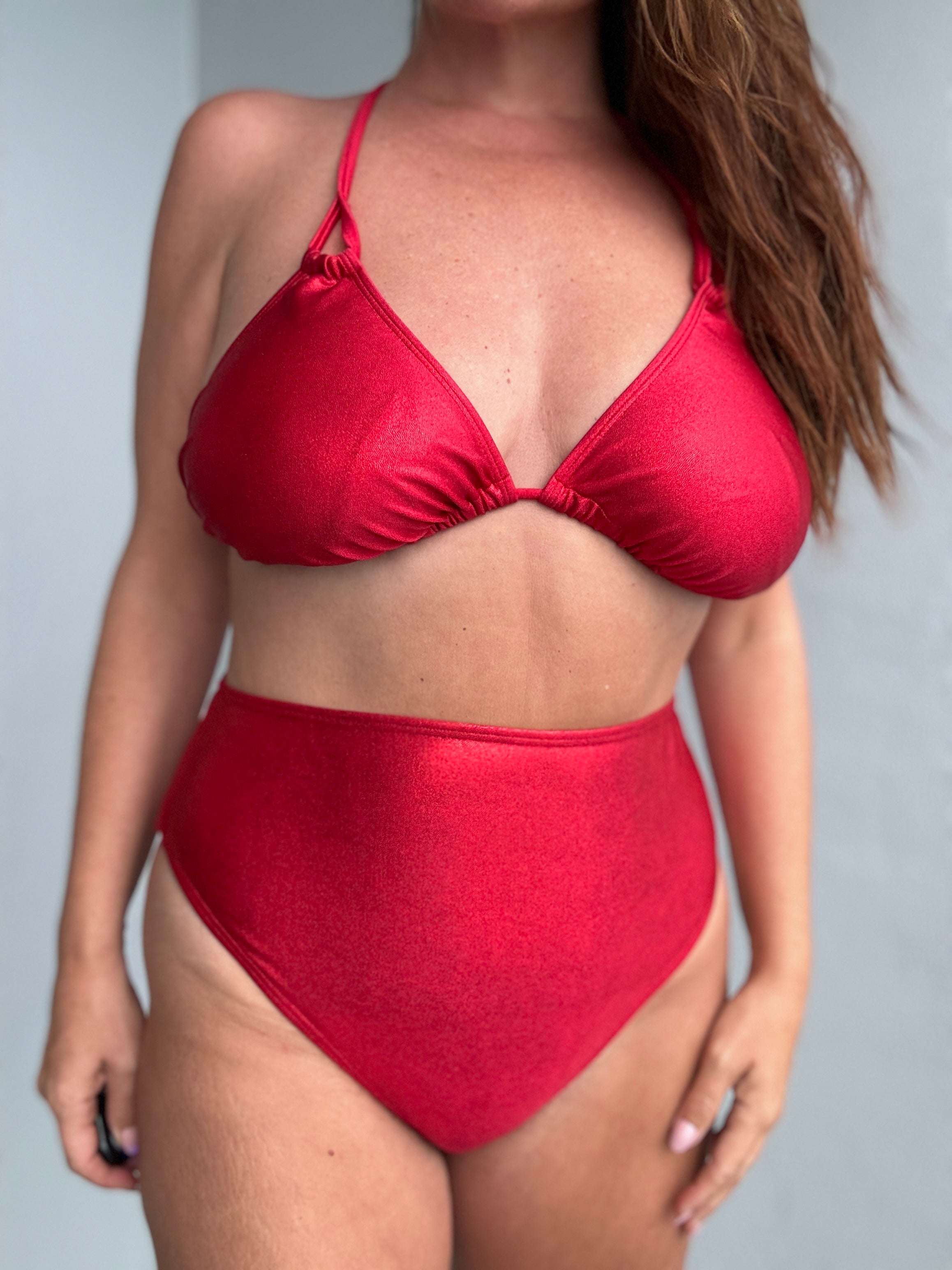 Ruby Red Glitter High Waist Bottom