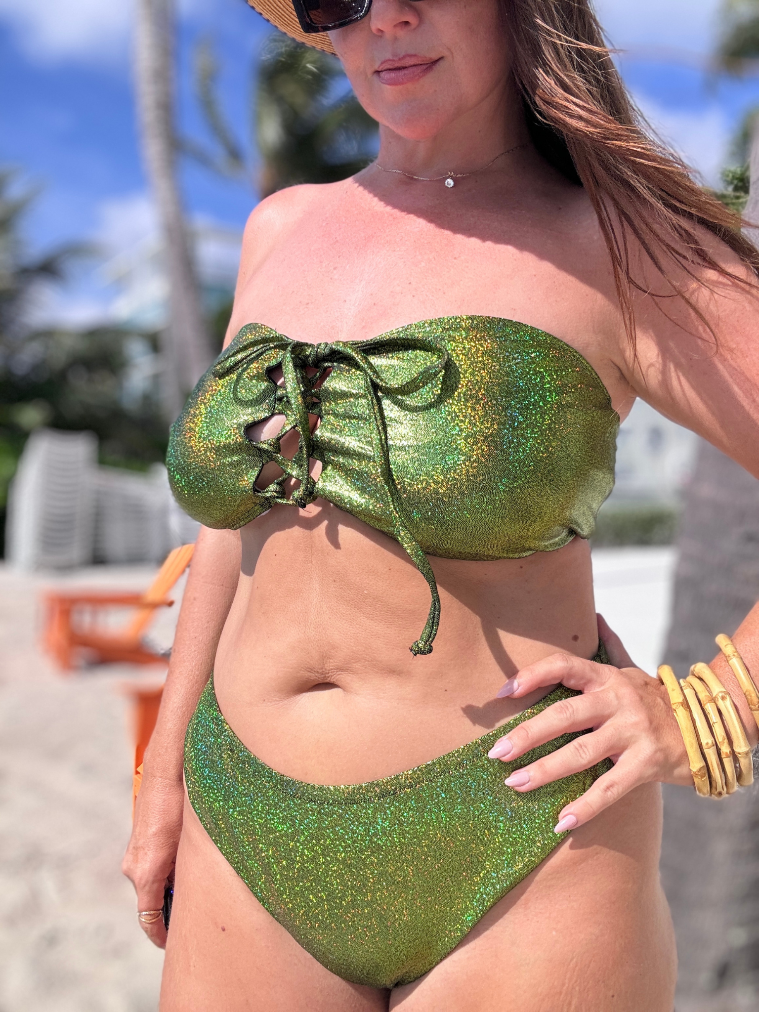 Acid Green Glitter Bandeau Top final sale