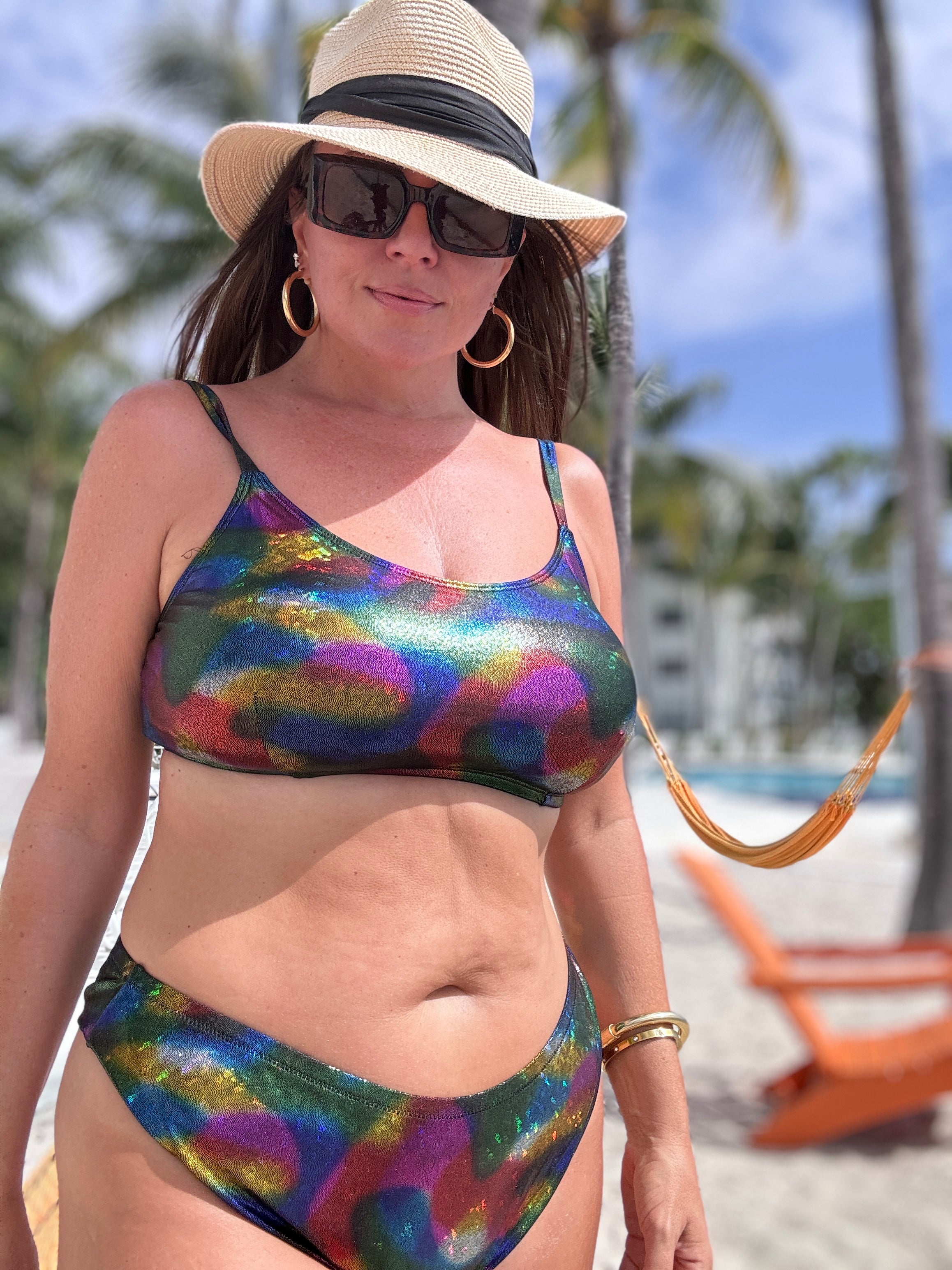 Metallic Rainbow Scoop Top final sale