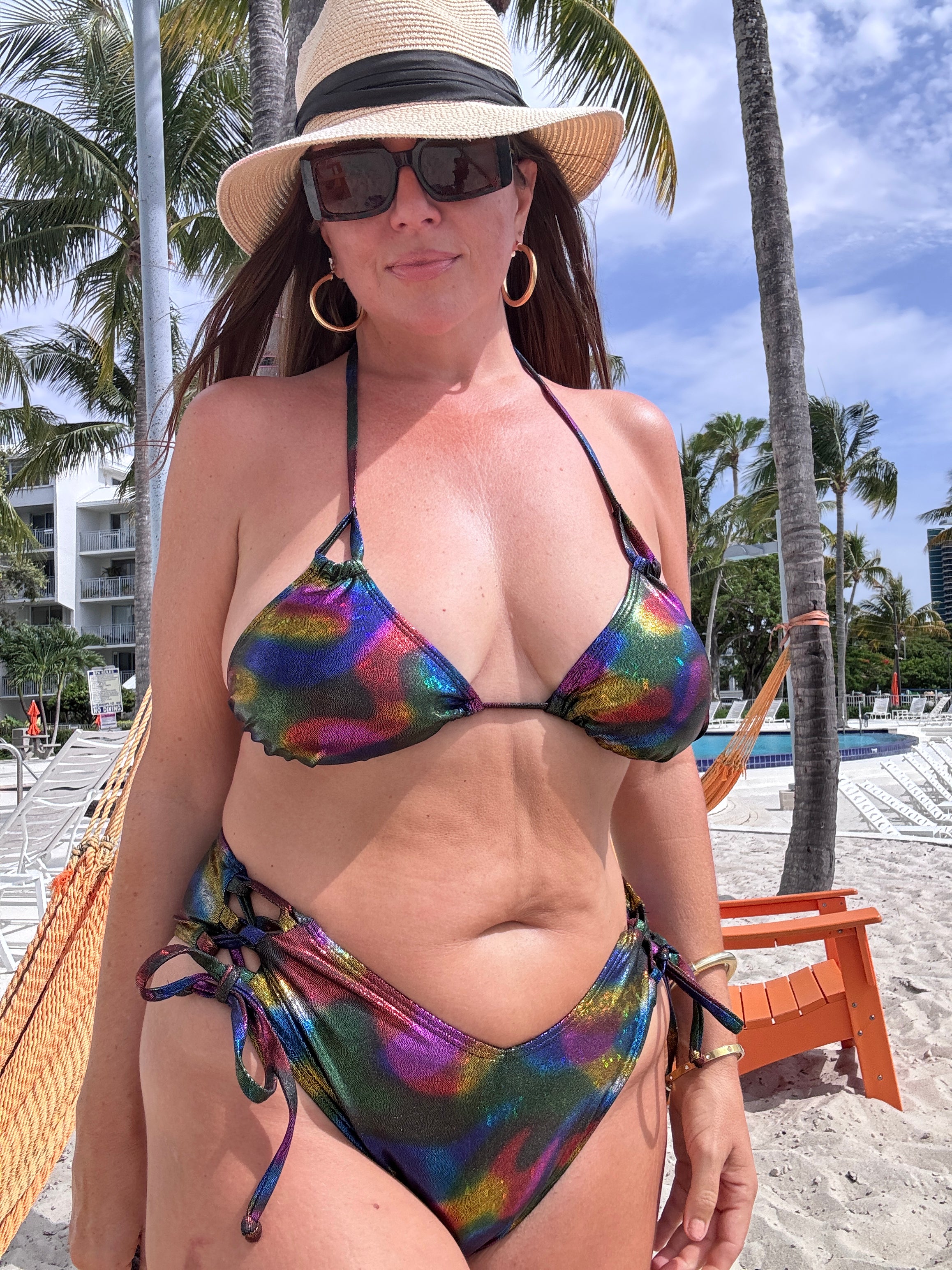 Metallic Rainbow Side Tie Bottom final sale