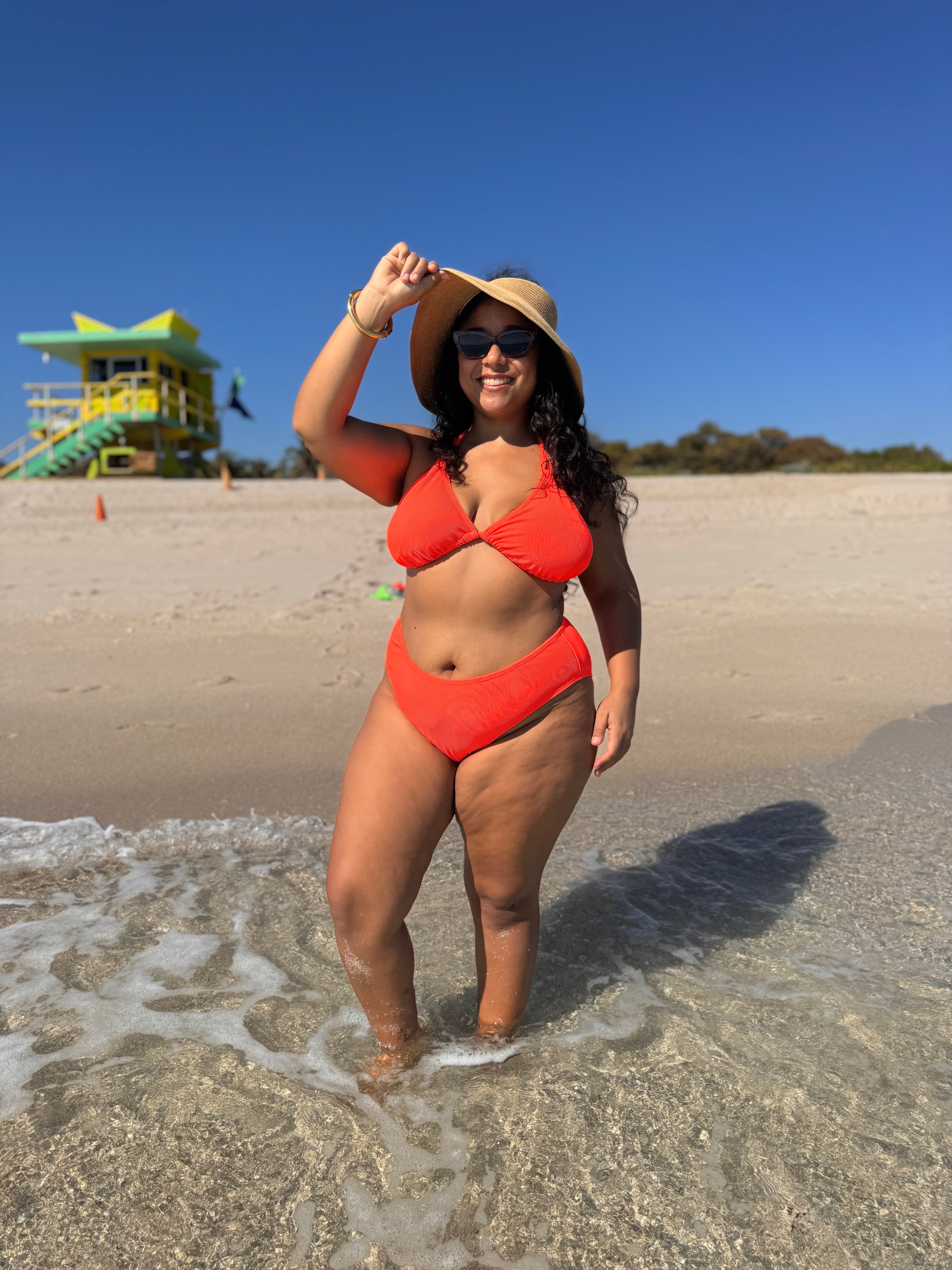 Acid Coral Rib Triangle Top
