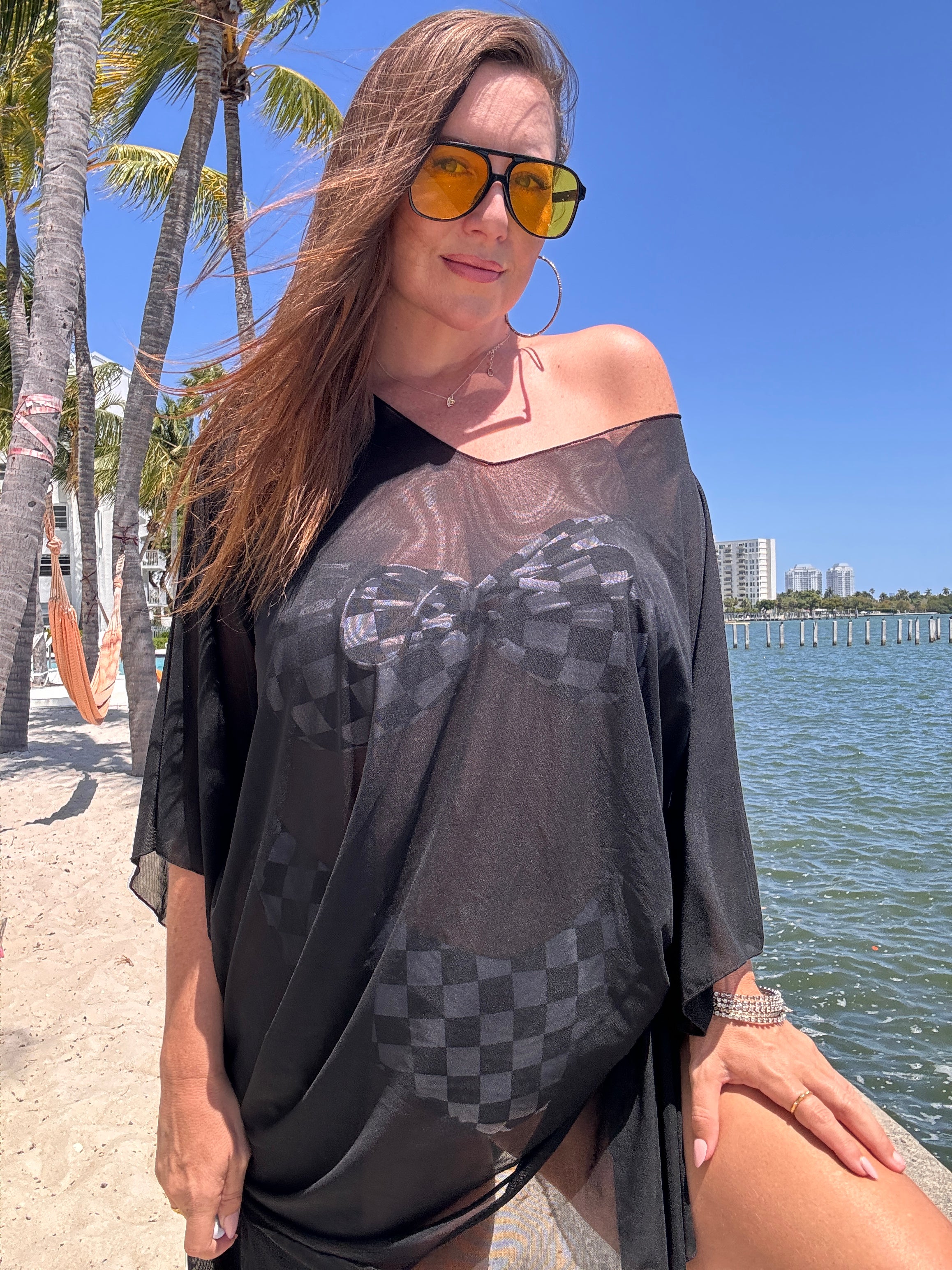Classic Black Mesh Caftan final sale