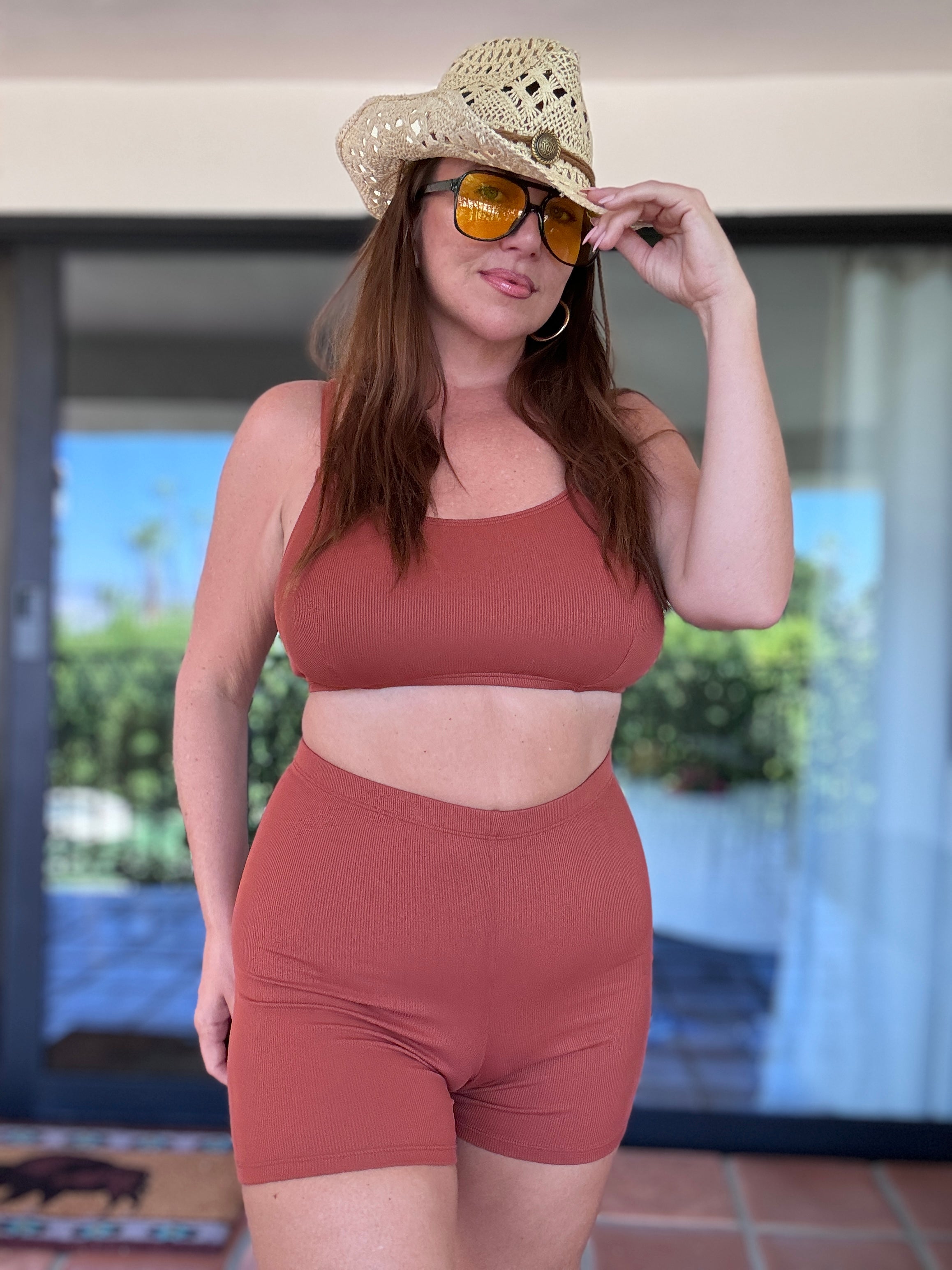 Cinnamon Spice Brown Rib Swim & Bike Shorty