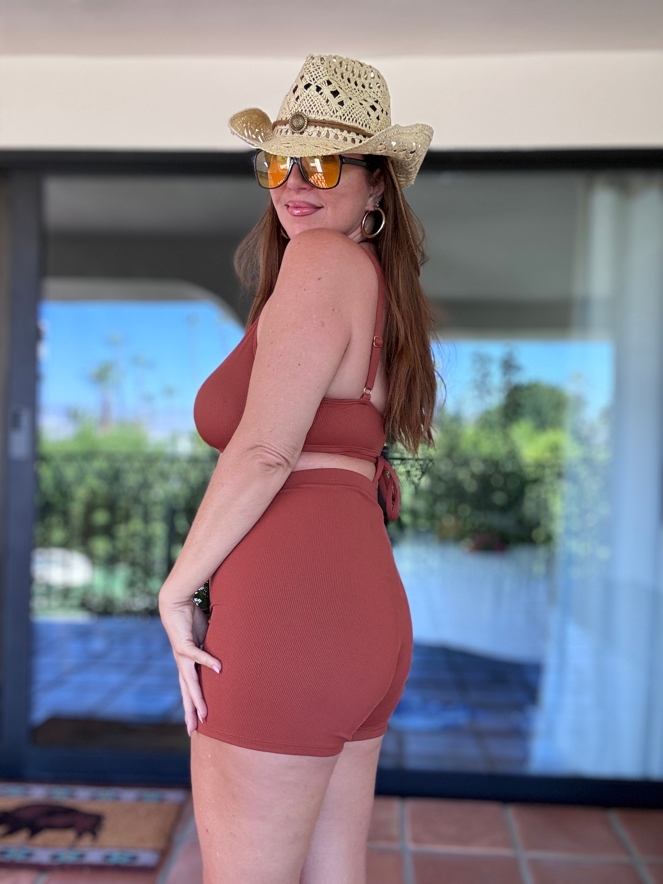 Cinnamon Spice Brown Rib Swim & Bike Shorty