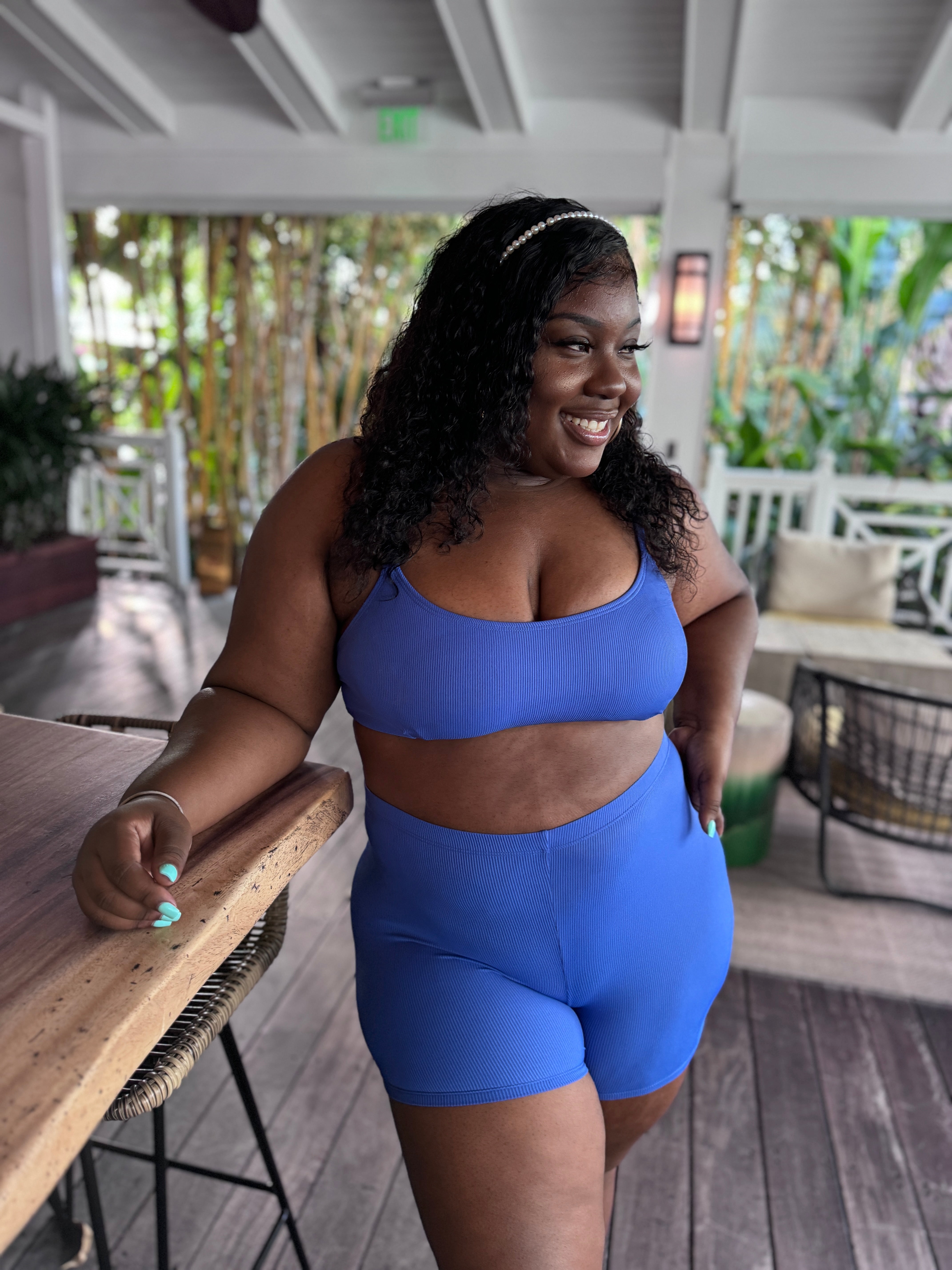NEW Cozy Cobalt Blue Rib Swim & Bike Short final sale