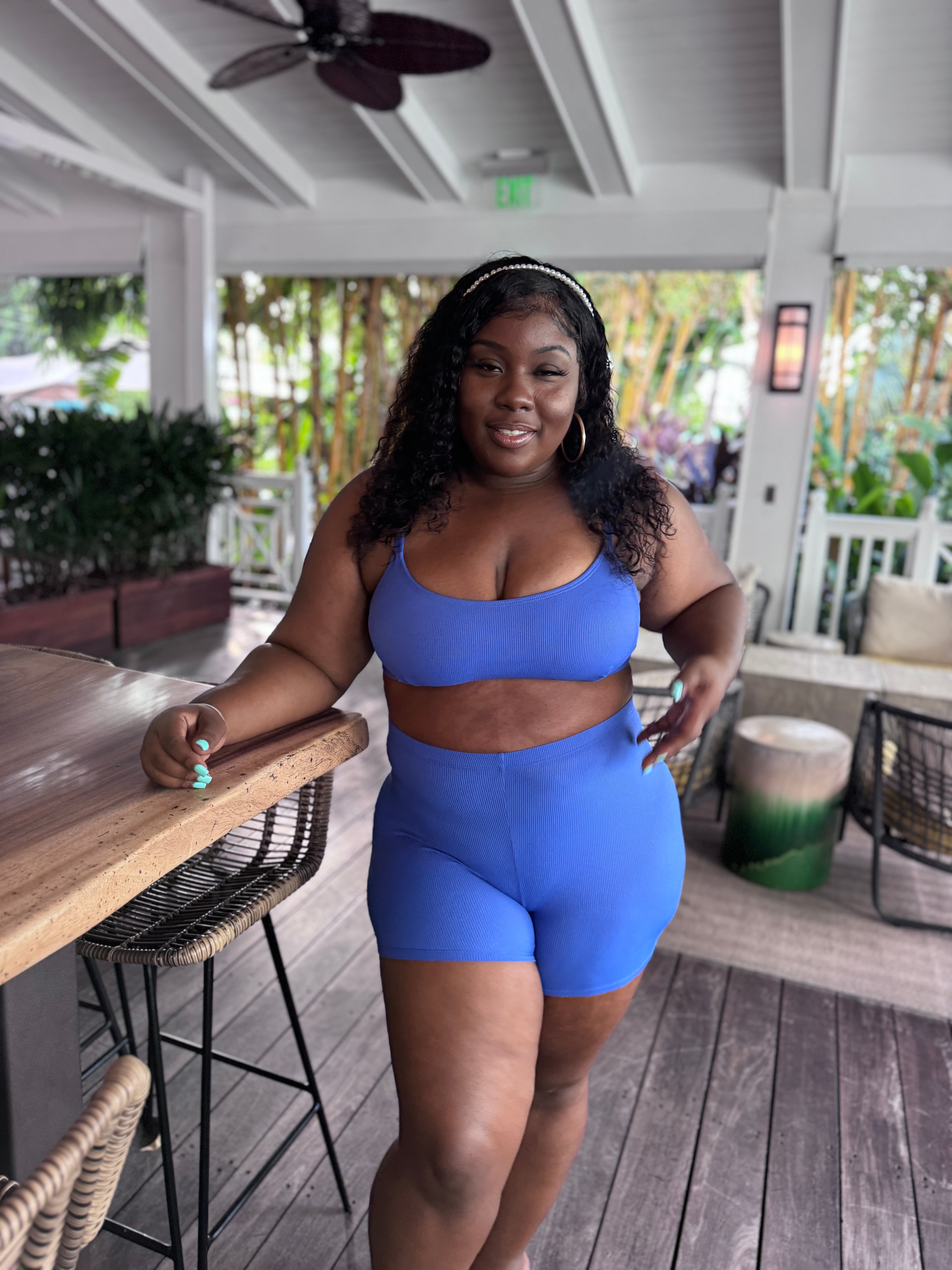 NEW Cozy Cobalt Blue Rib Swim & Bike Short final sale