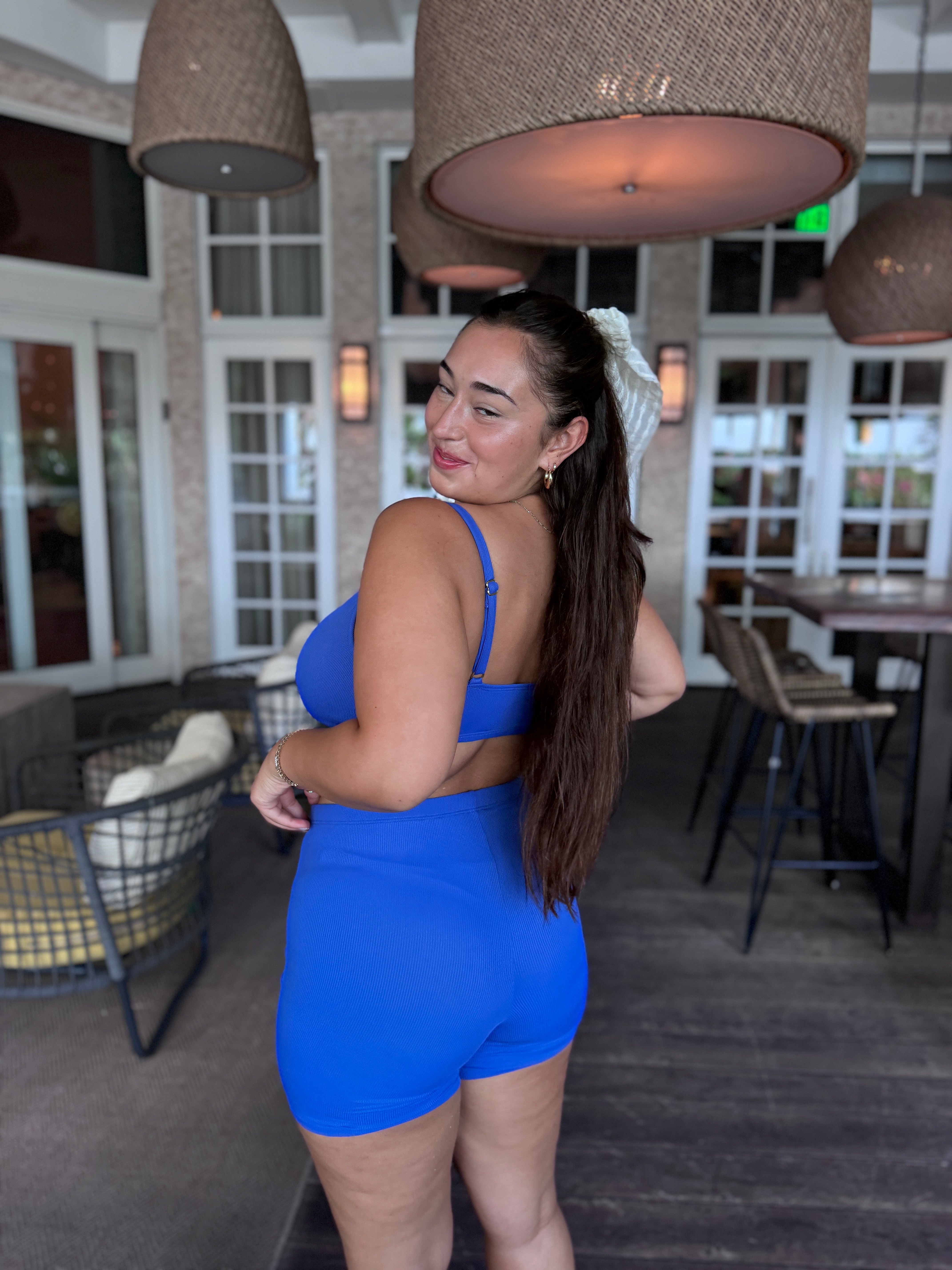 NEW Cozy Cobalt Blue Rib Swim & Bike Short final sale