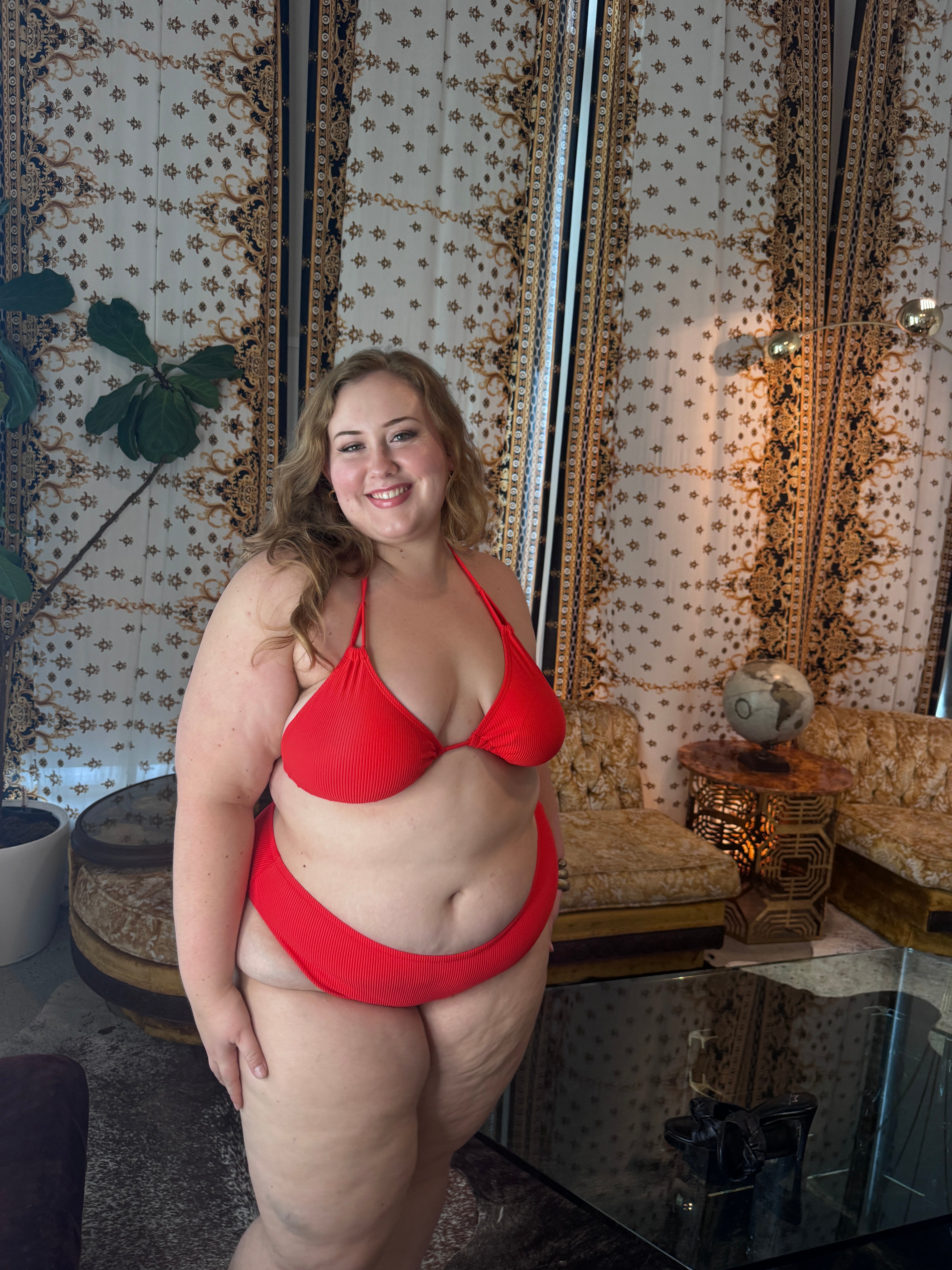 Racy Red Rib Cheeky Bottom