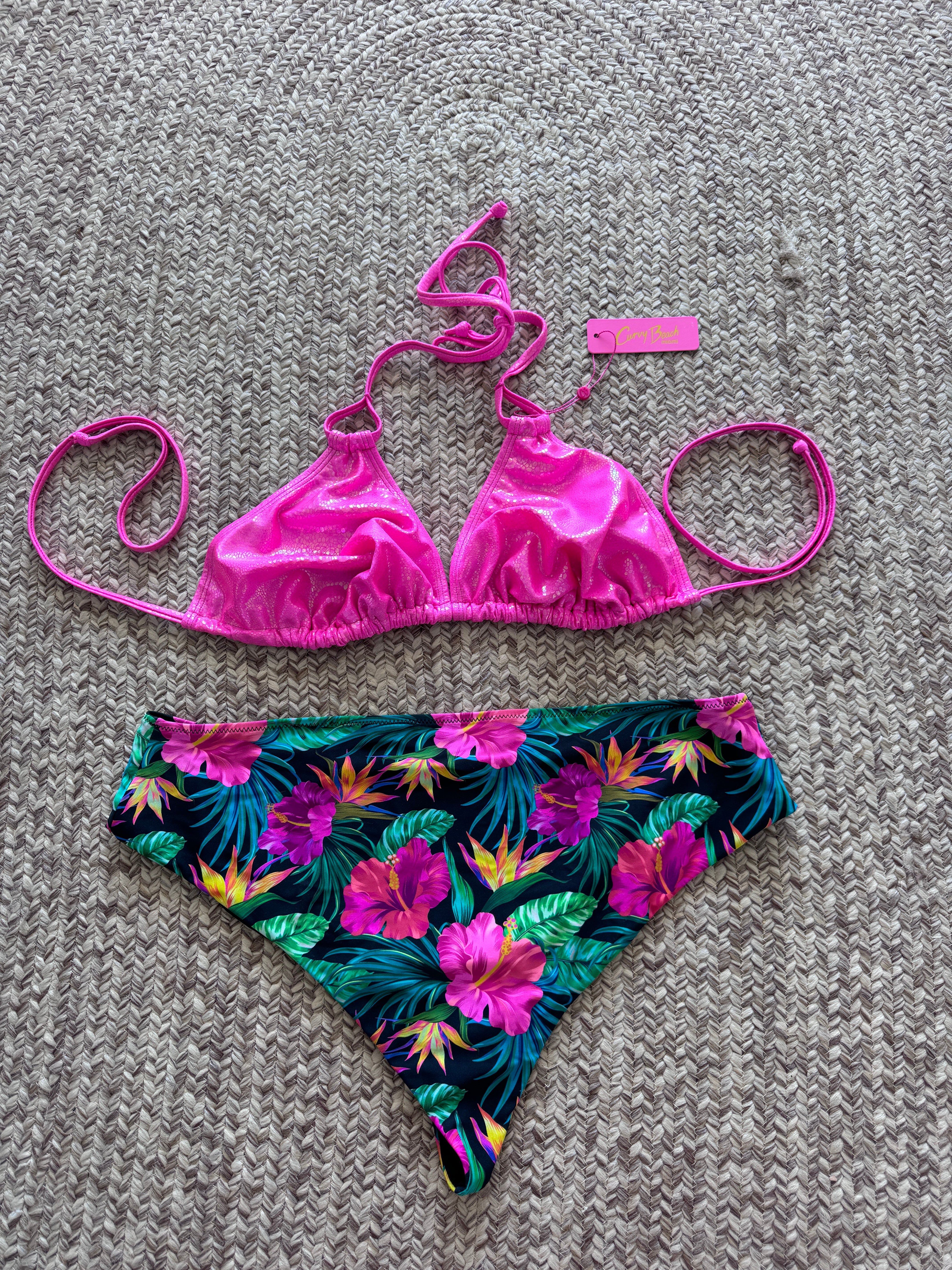 Black Hawaiian High Waist Cheeky Bikini Bottom