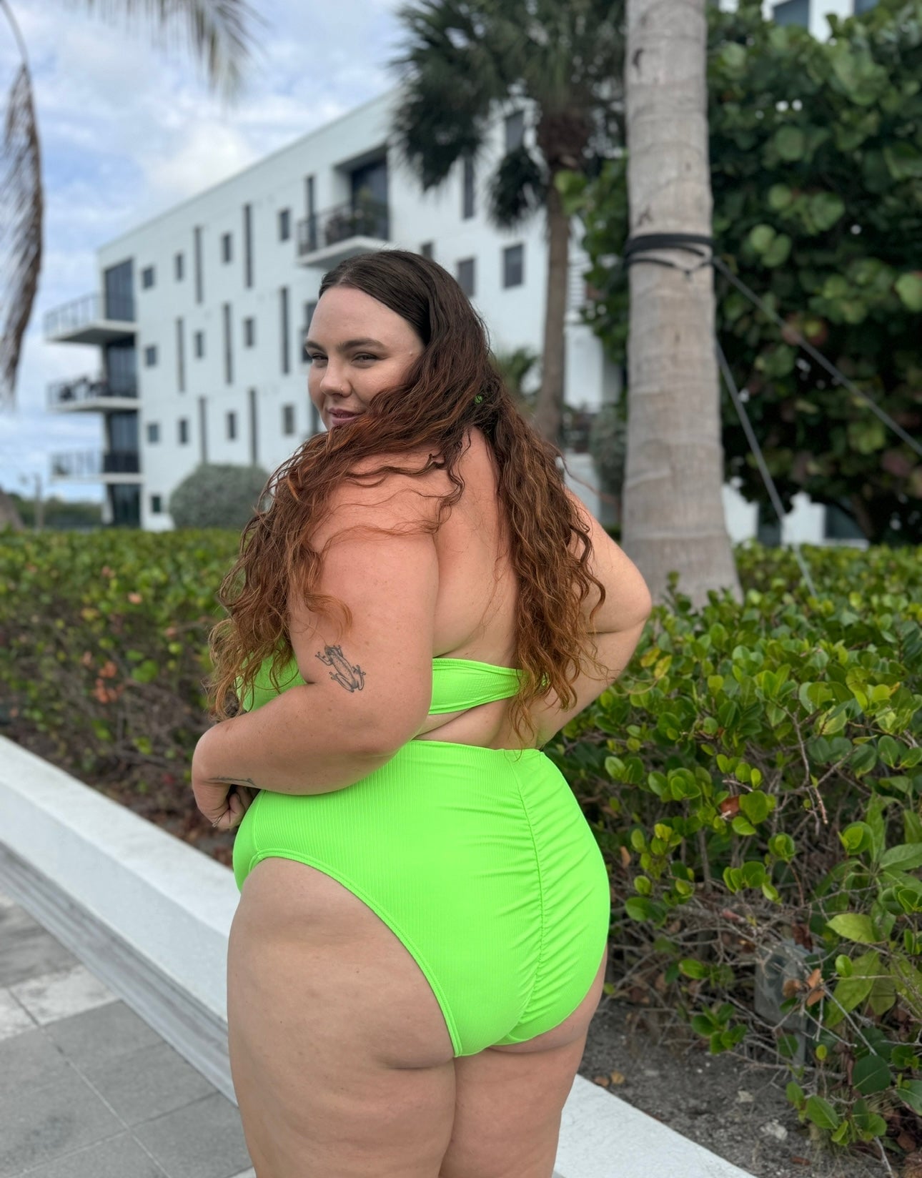 Neon Green Rib High Waist Bikini Bottom final sale