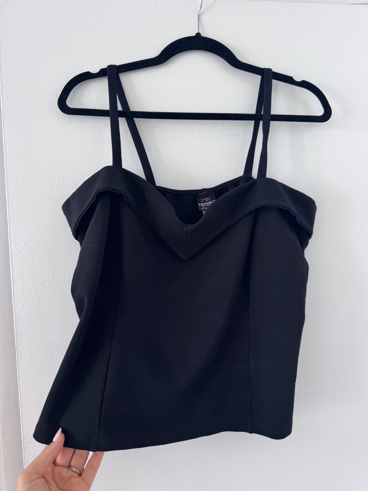 Black Pinup V Neck Top 1x