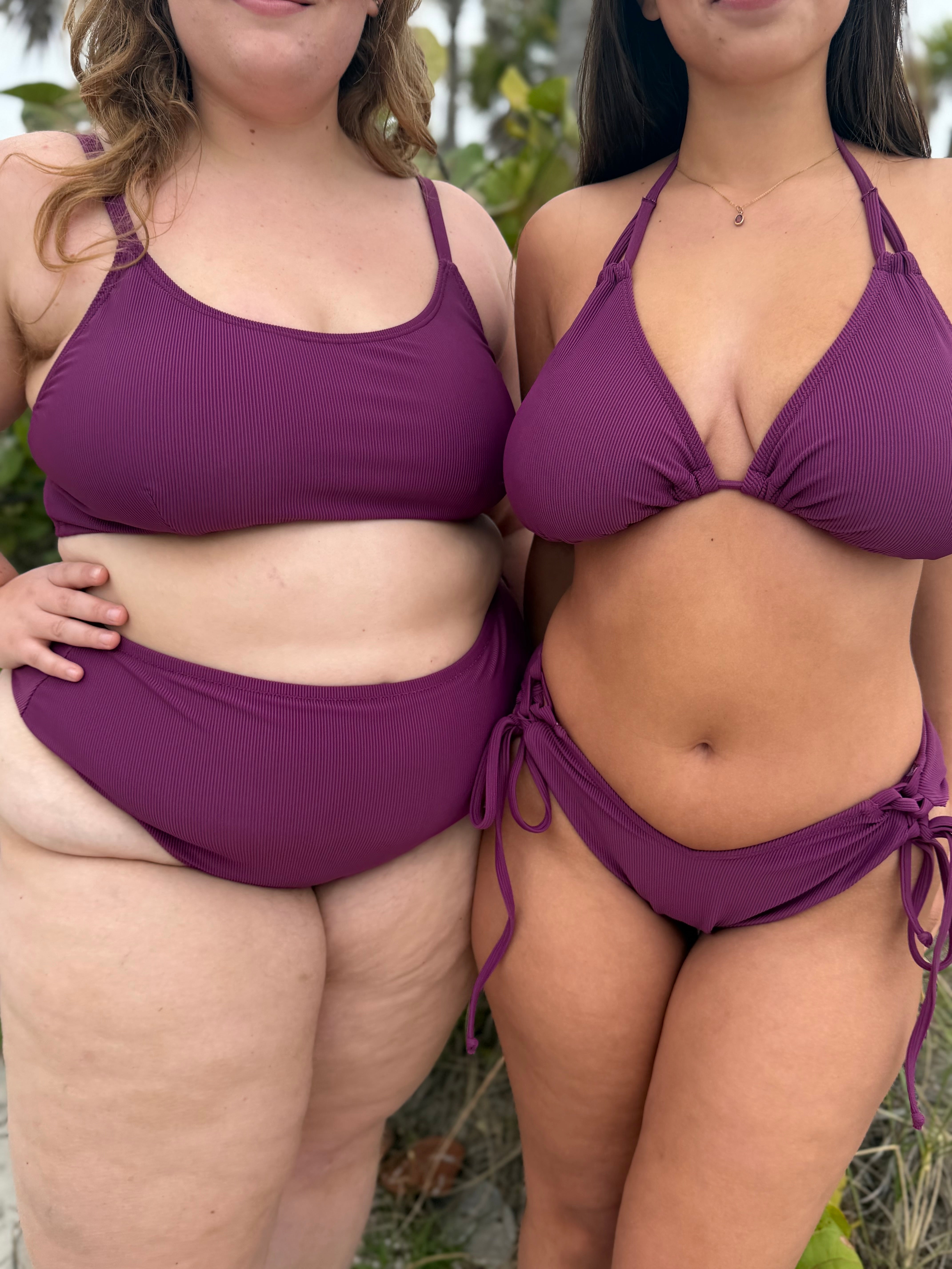 Eggplant Rib High Waist Cheeky Bottom