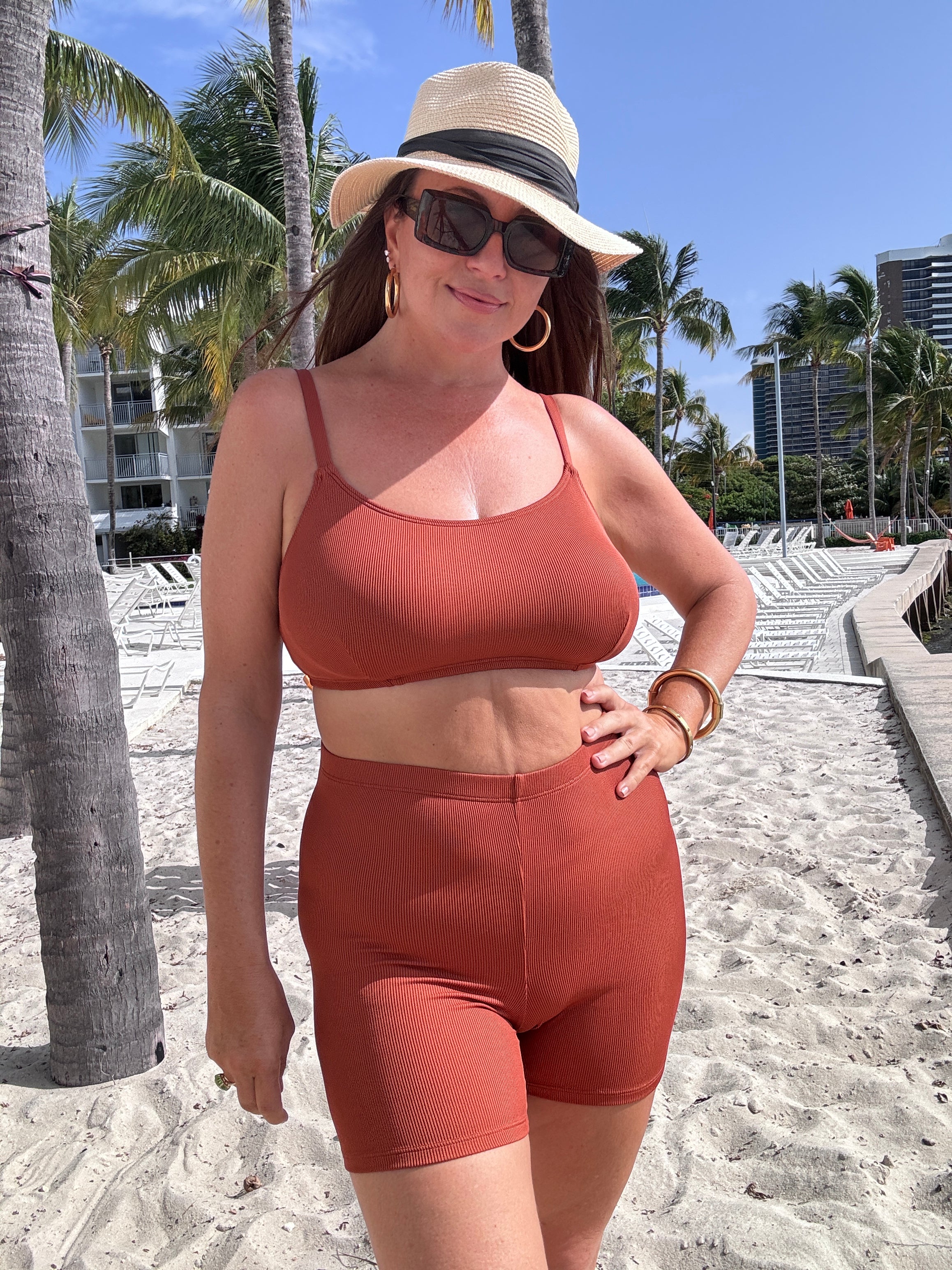Cinnamon Spice Brown Rib Swim & Bike Shorty
