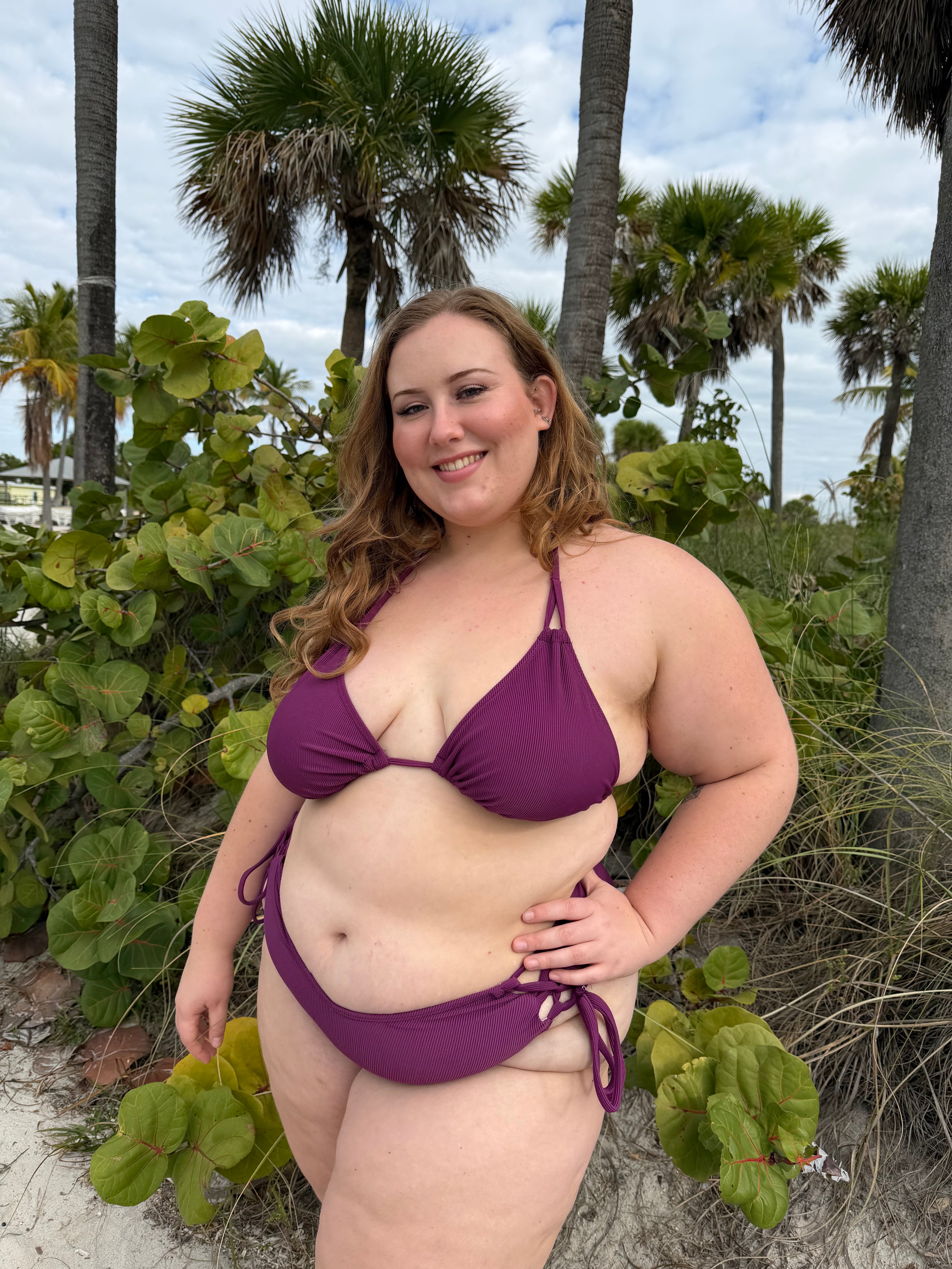 Eggplant Rib Side Tie Bottom