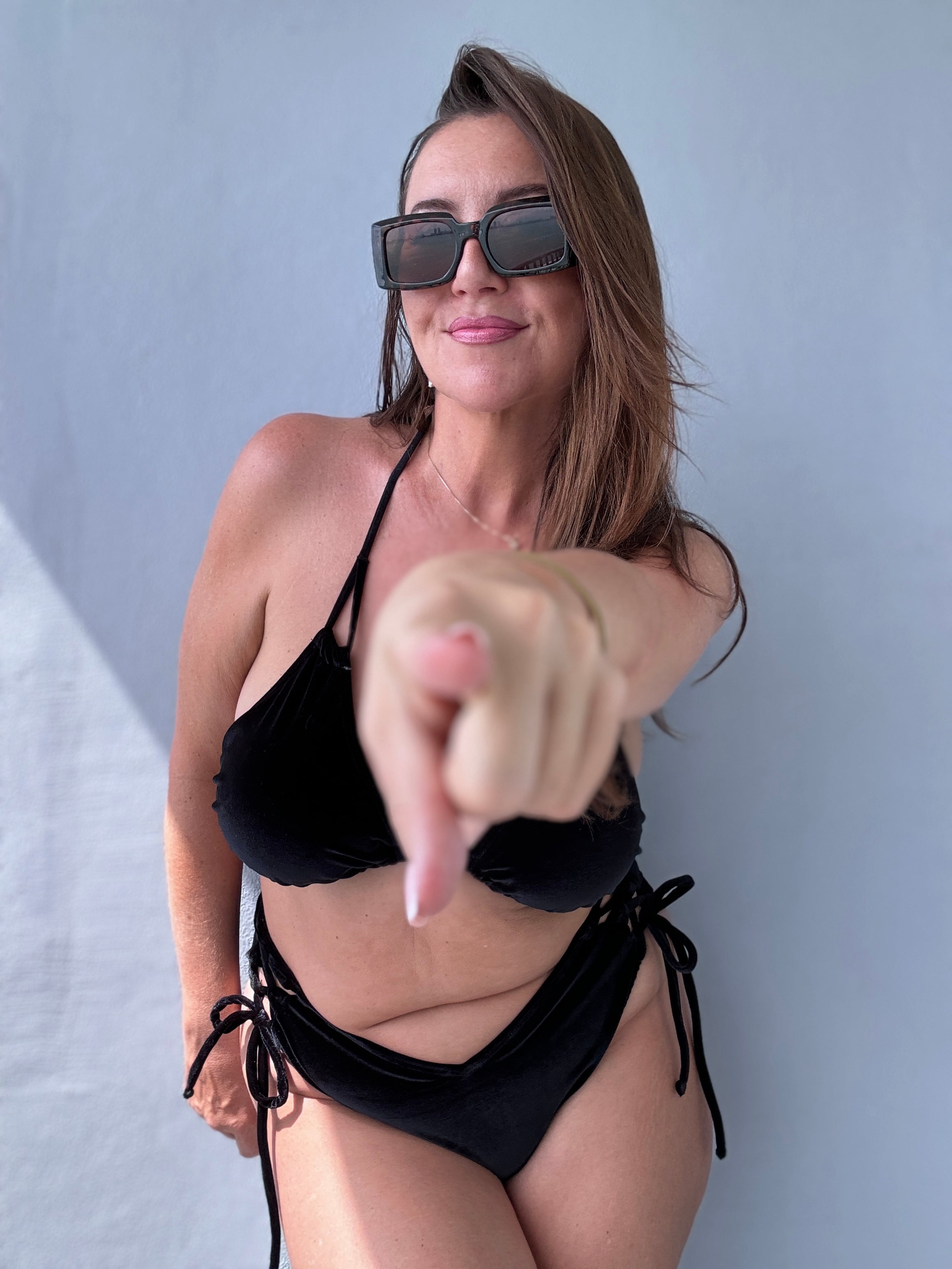 Black Velvet Triangle Bikini Top