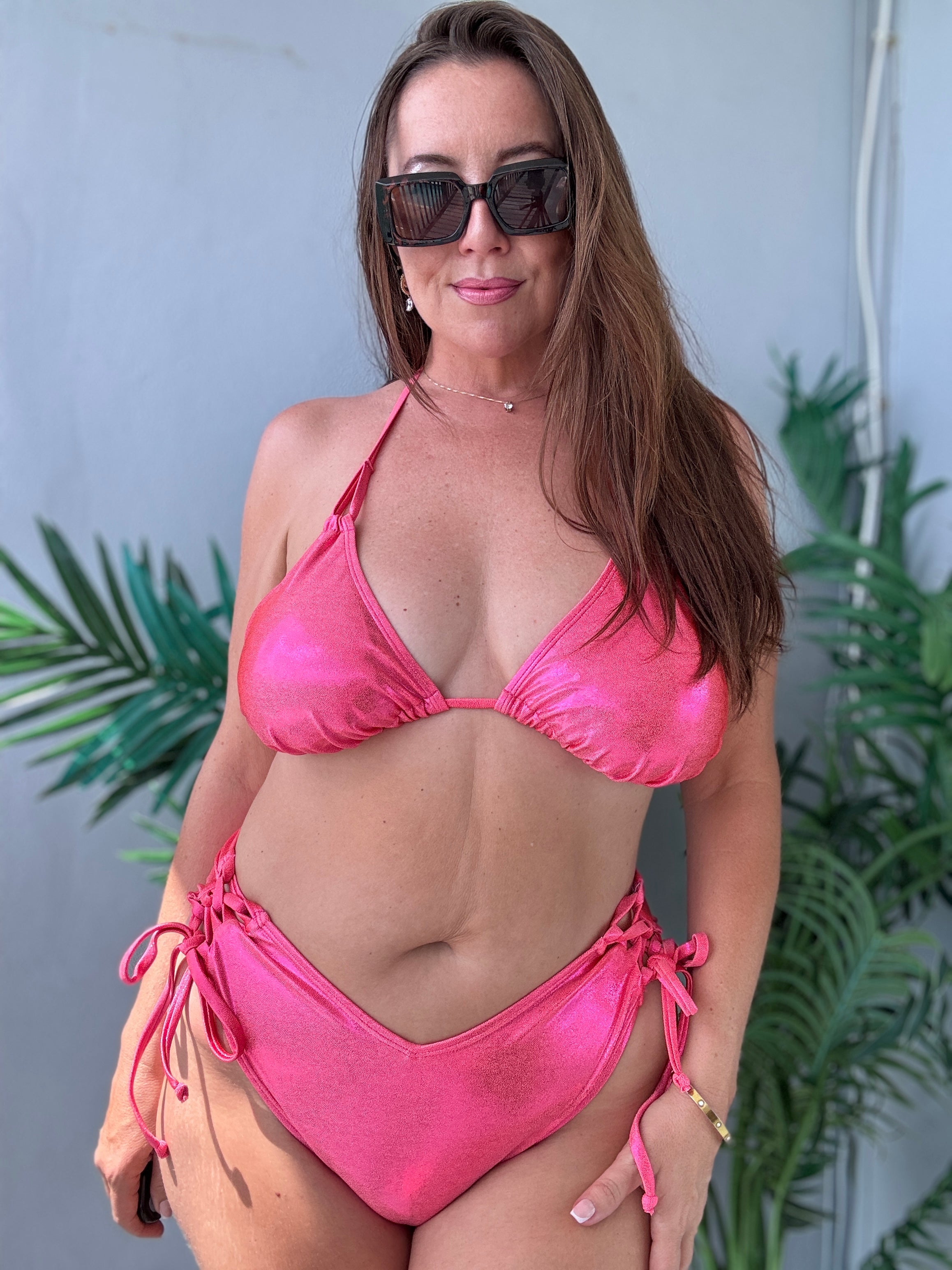 Guava Glow Triangle Bikini Top