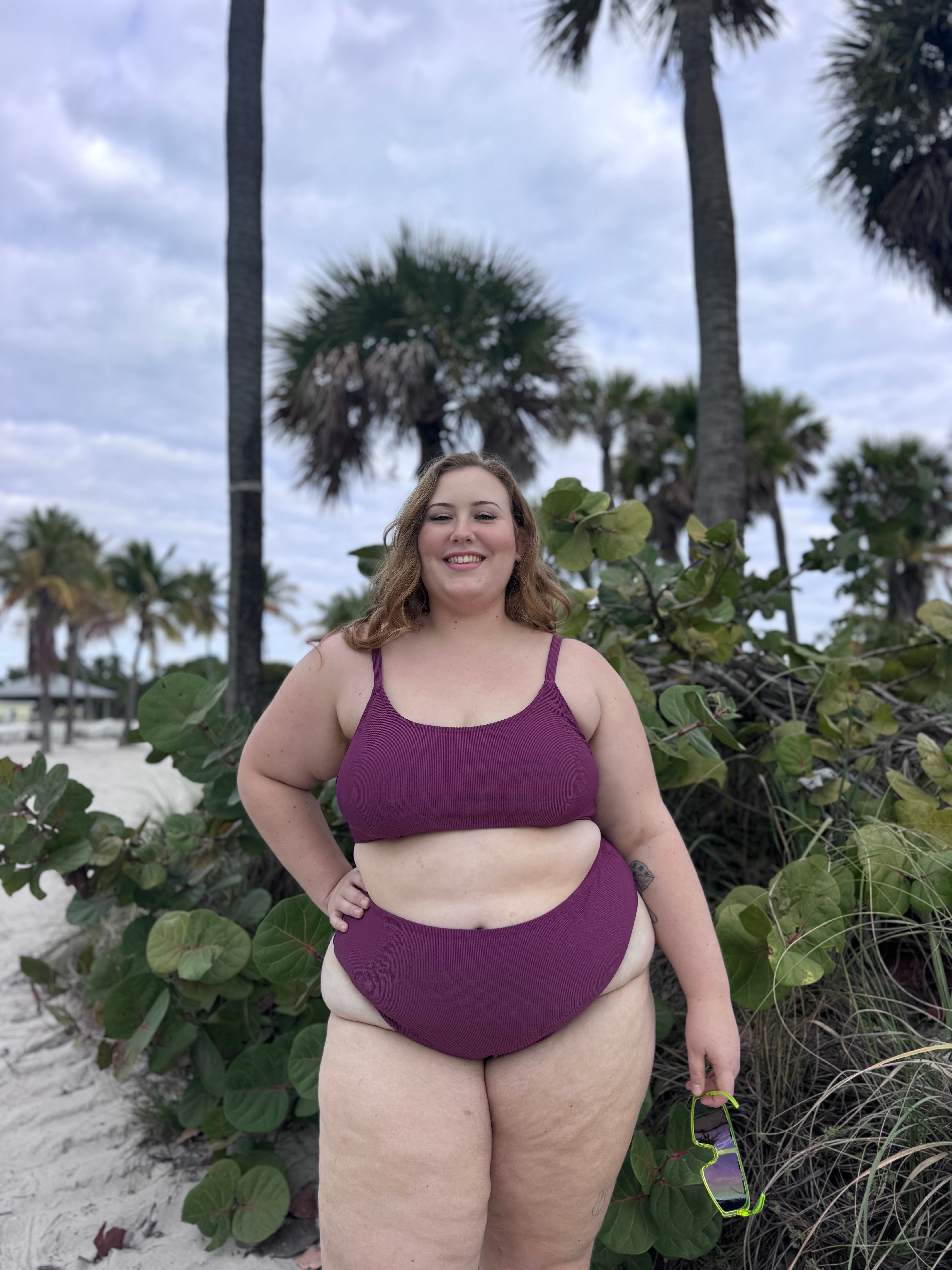 Eggplant Rib High Waist Cheeky Bottom