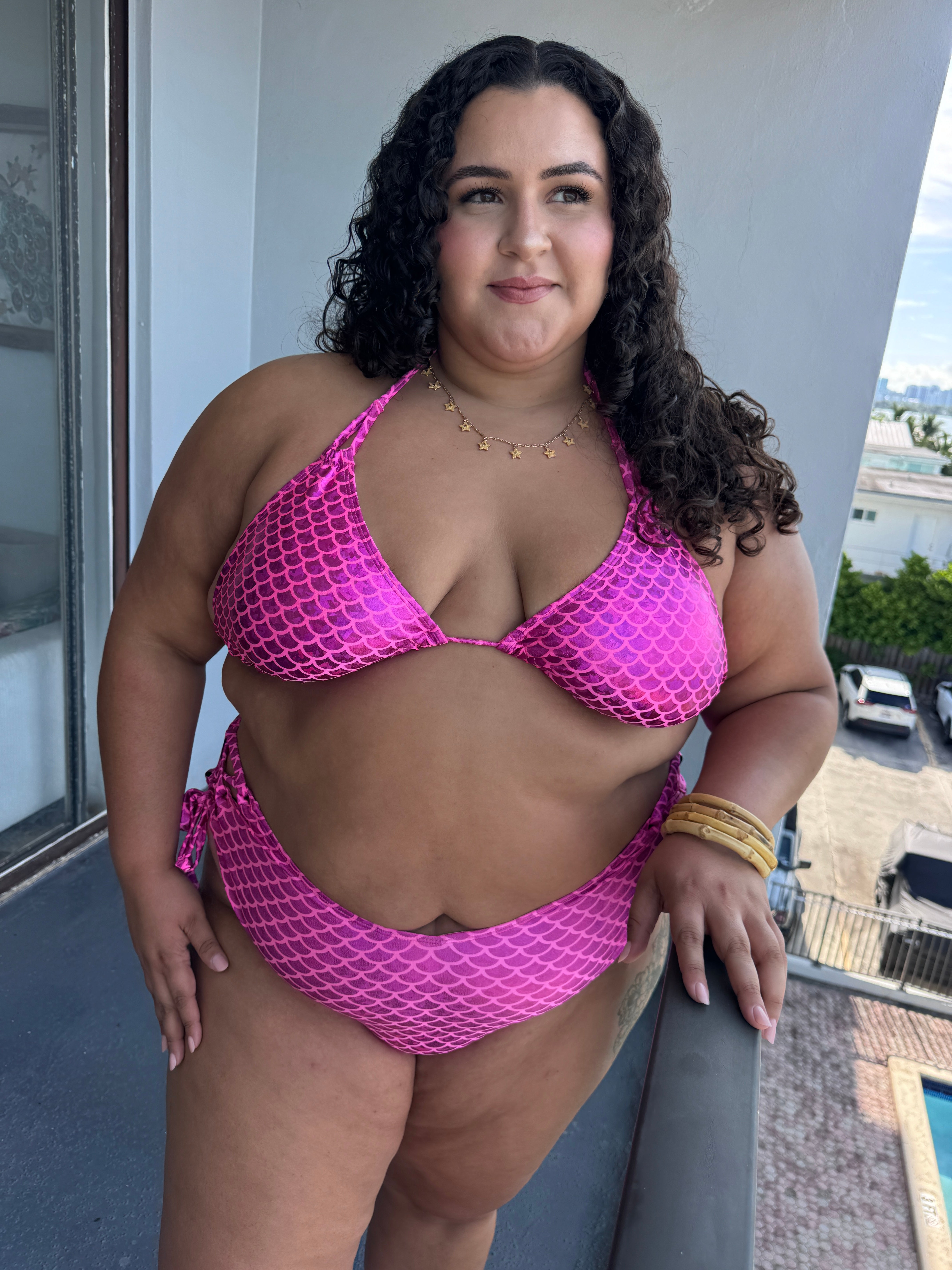 Magenta Mermaid Triangle Bikini Top