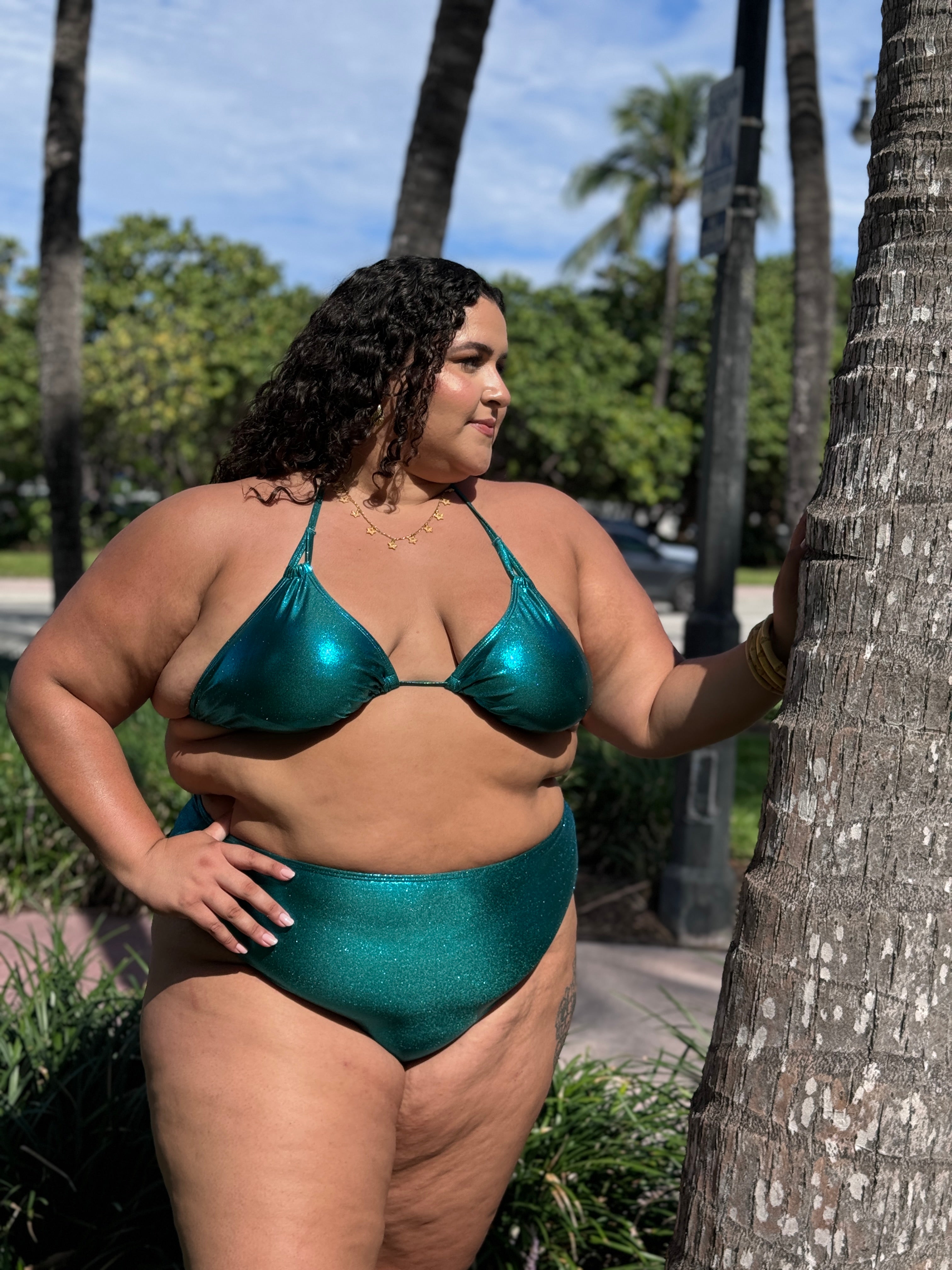 Jade Glitter High Waist Bottom