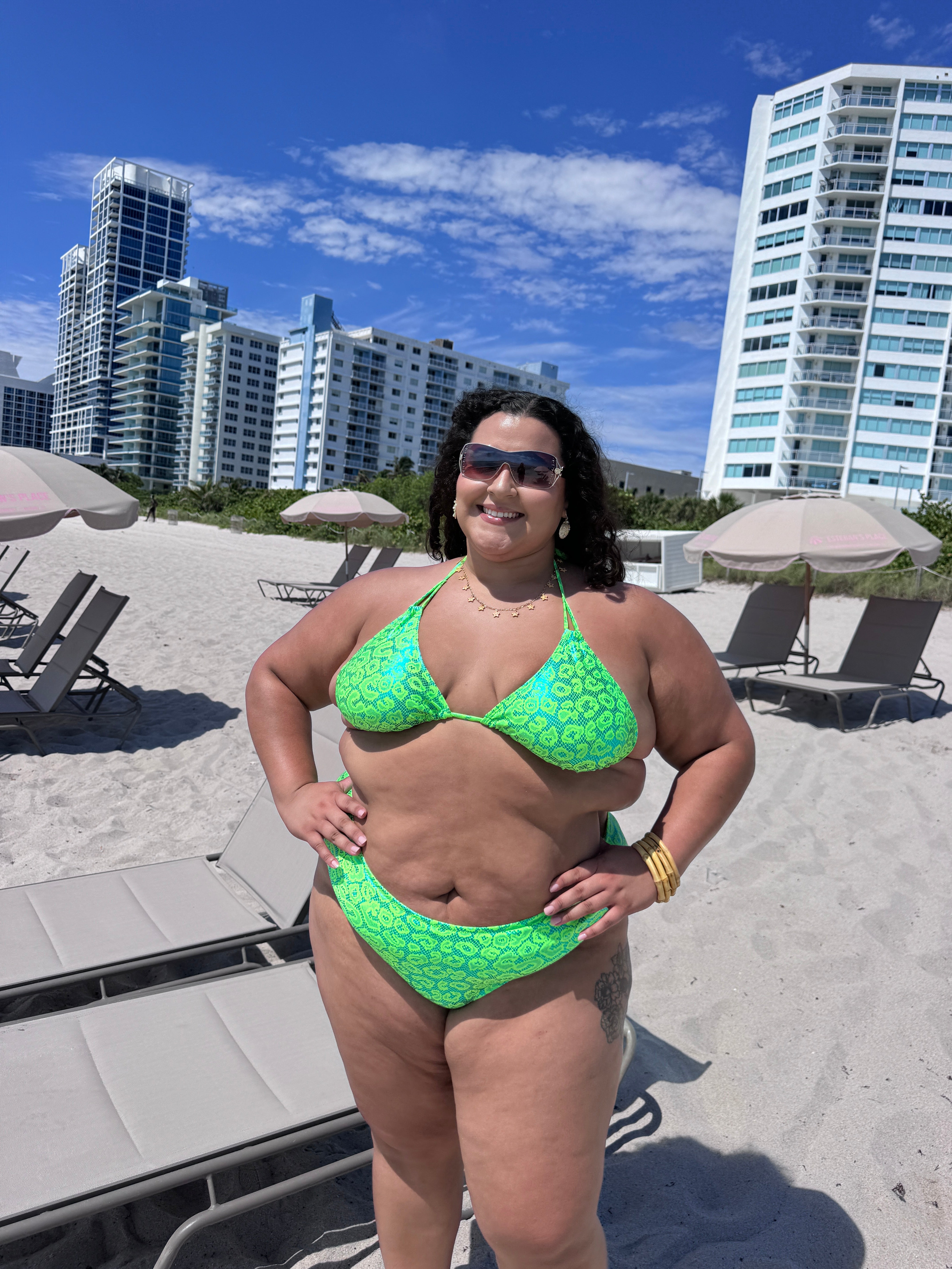 Lime Green Leopard Reversible Cheeky Bikini Bottom