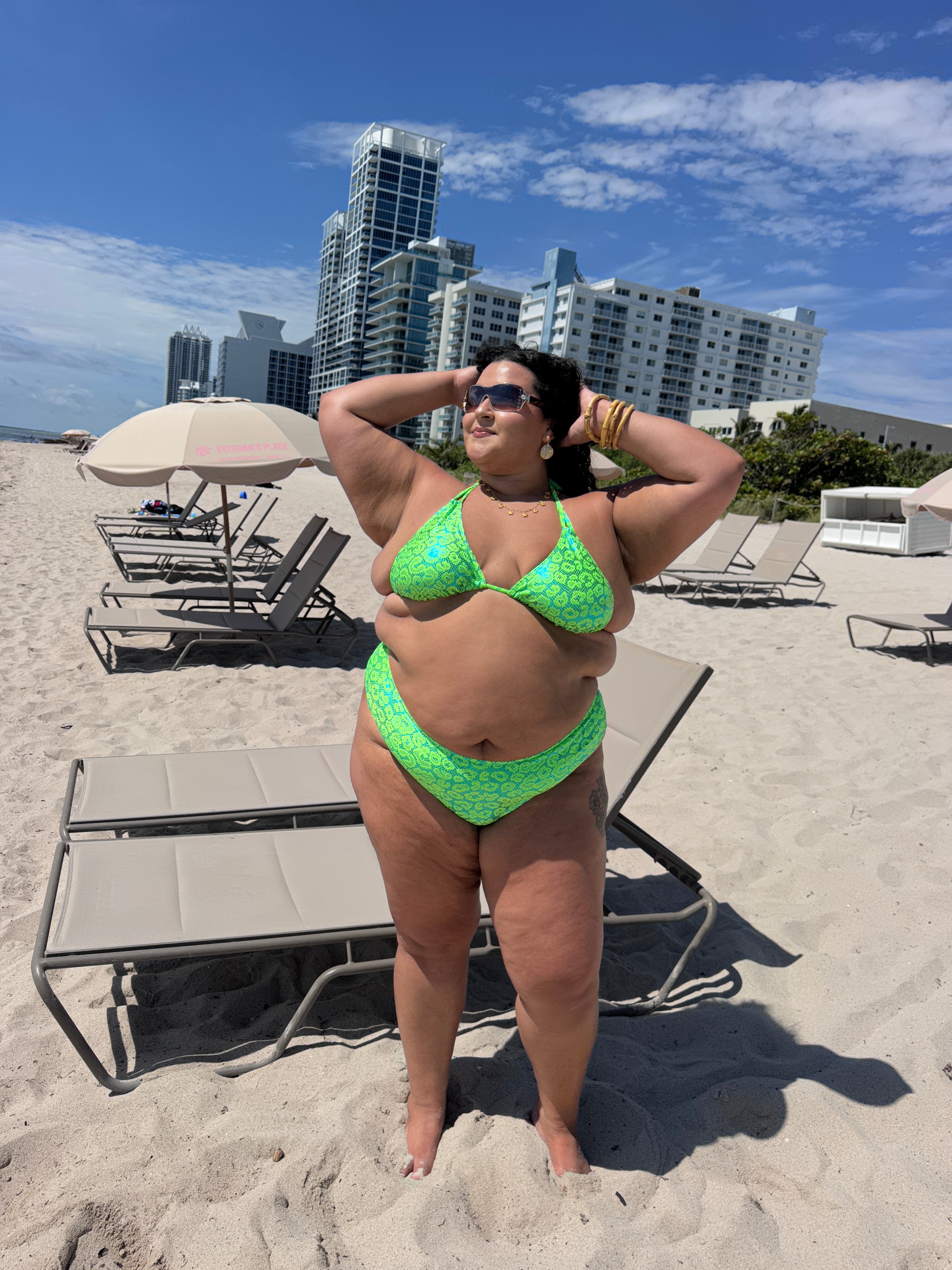 Lime Green Leopard Reversible Cheeky Bikini Bottom