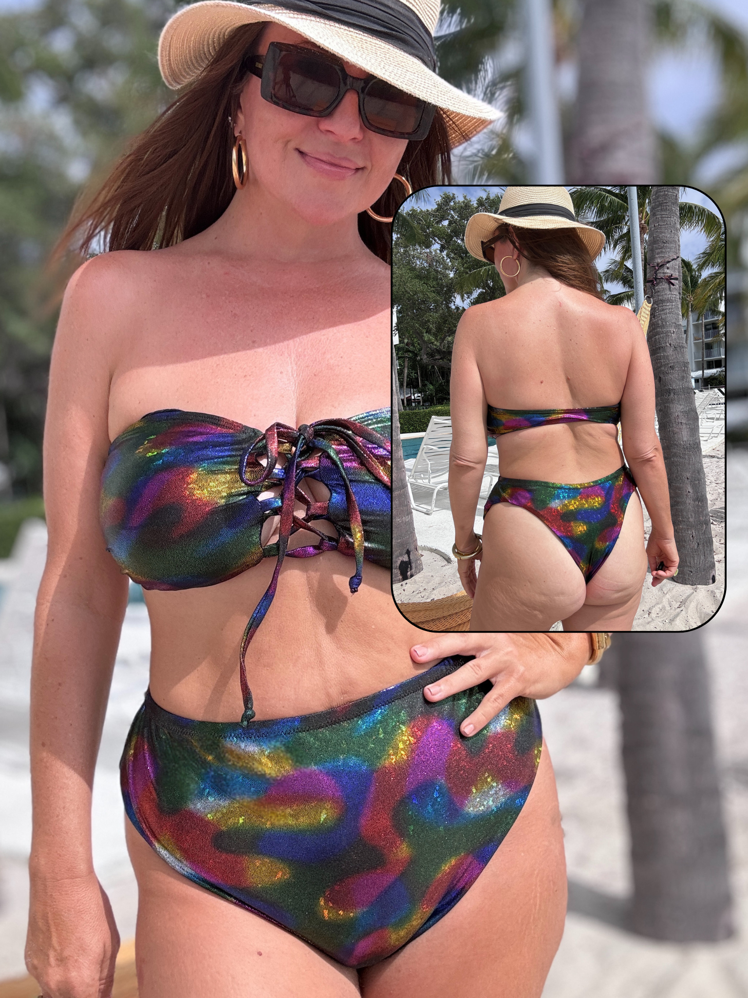 Metallic Rainbow High Waist Cheeky Bottom